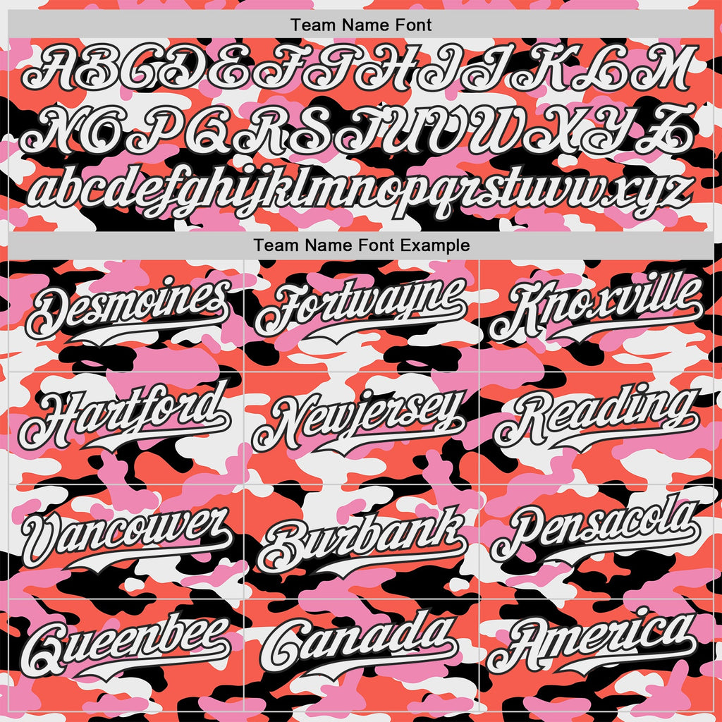 Custom Orange White Pink-Black Half Camo Ombre Authentic Baseball Jersey