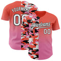 Custom Orange White Pink-Black Half Camo Ombre Authentic Baseball Jersey