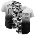 Custom White Steel Gray-Black Half Camo Ombre Authentic Baseball Jersey