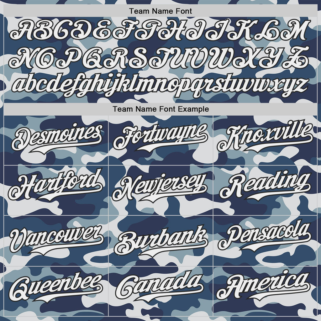 Custom White Blue-Black Half Camo Ombre Authentic Baseball Jersey
