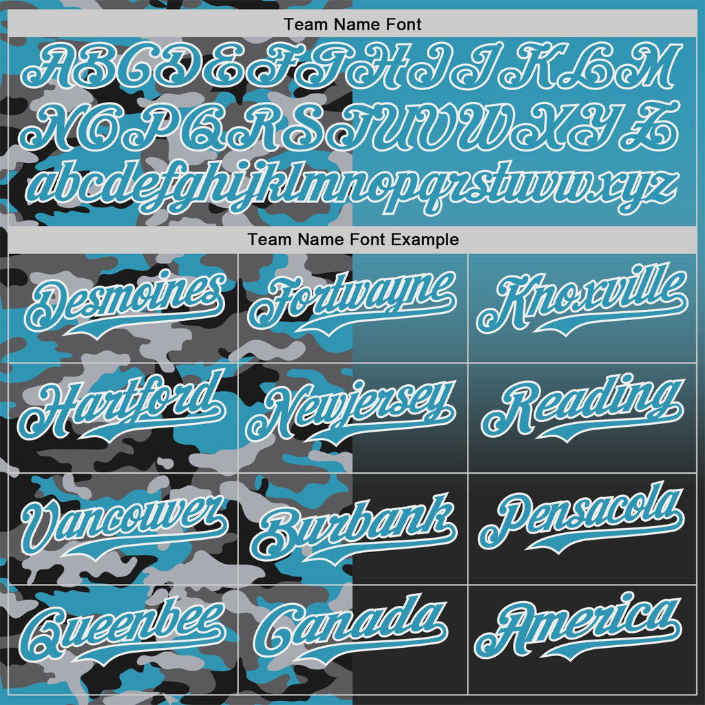 Custom Panther Blue Black-White Half Camo Ombre Authentic Baseball Jersey