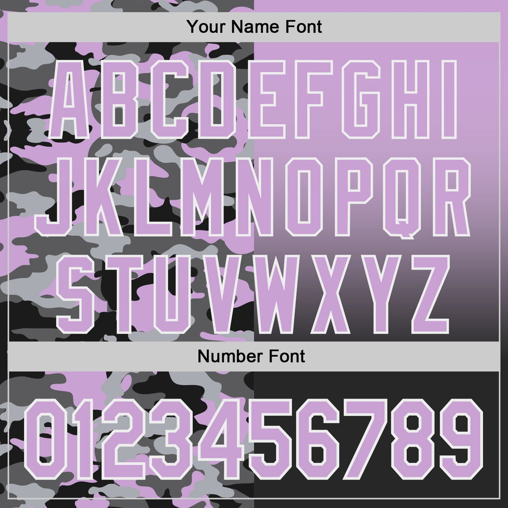 Custom Light Purple Black-White Half Camo Ombre Authentic Baseball Jersey