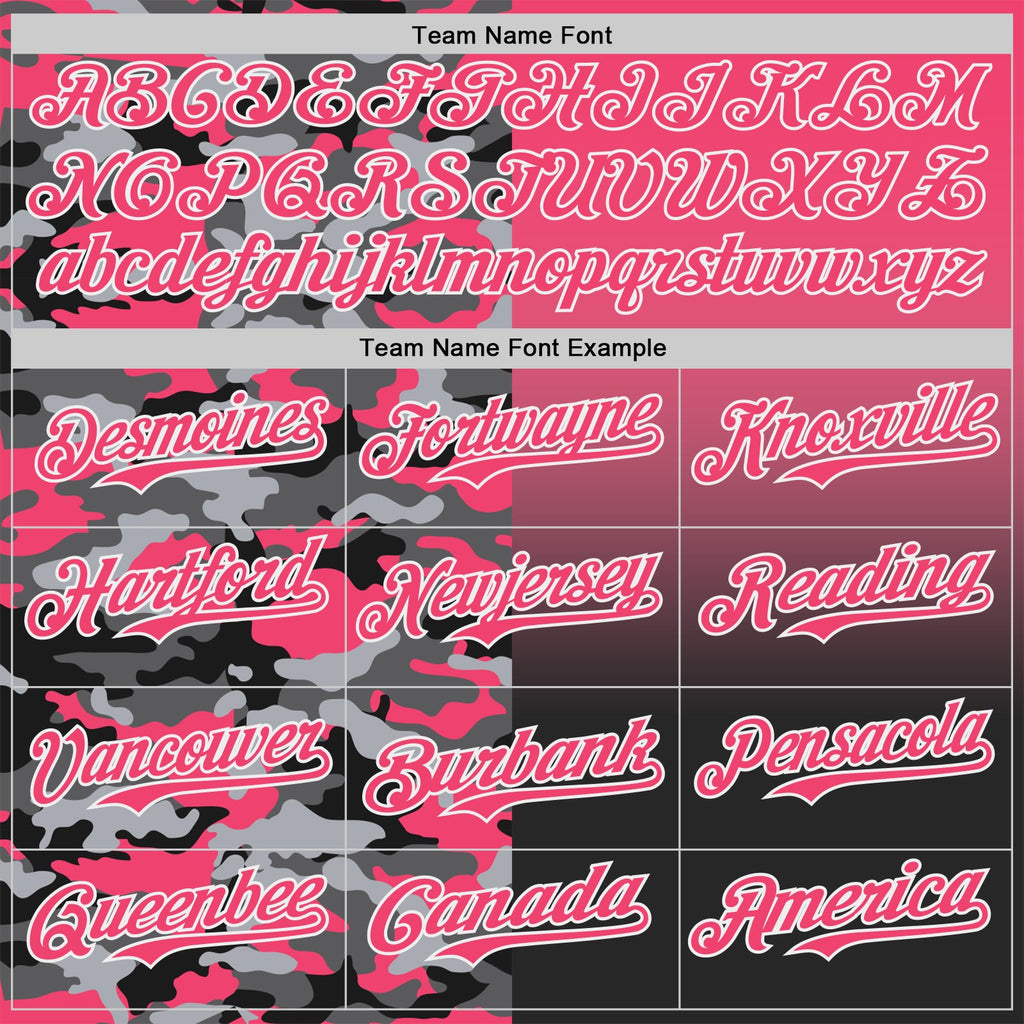 Custom Neon Pink Black-White Half Camo Ombre Authentic Baseball Jersey