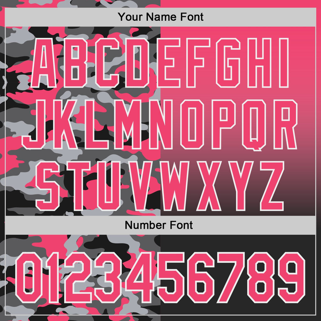 Custom Neon Pink Black-White Half Camo Ombre Authentic Baseball Jersey