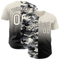 Custom Cream Black-Steel Gray Half Camo Ombre Authentic Baseball Jersey