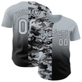 Custom Silver Black-Steel Gray Half Camo Ombre Authentic Baseball Jersey