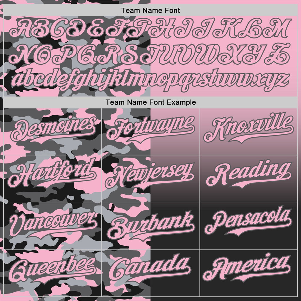 Custom Light Pink Black-Steel Gray Half Camo Ombre Authentic Baseball Jersey