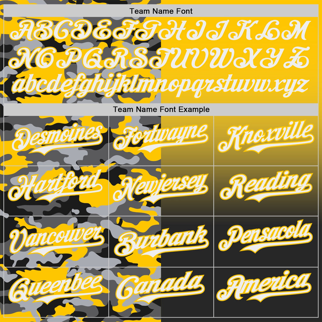 Custom Yellow Black-White Half Camo Ombre Authentic Baseball Jersey