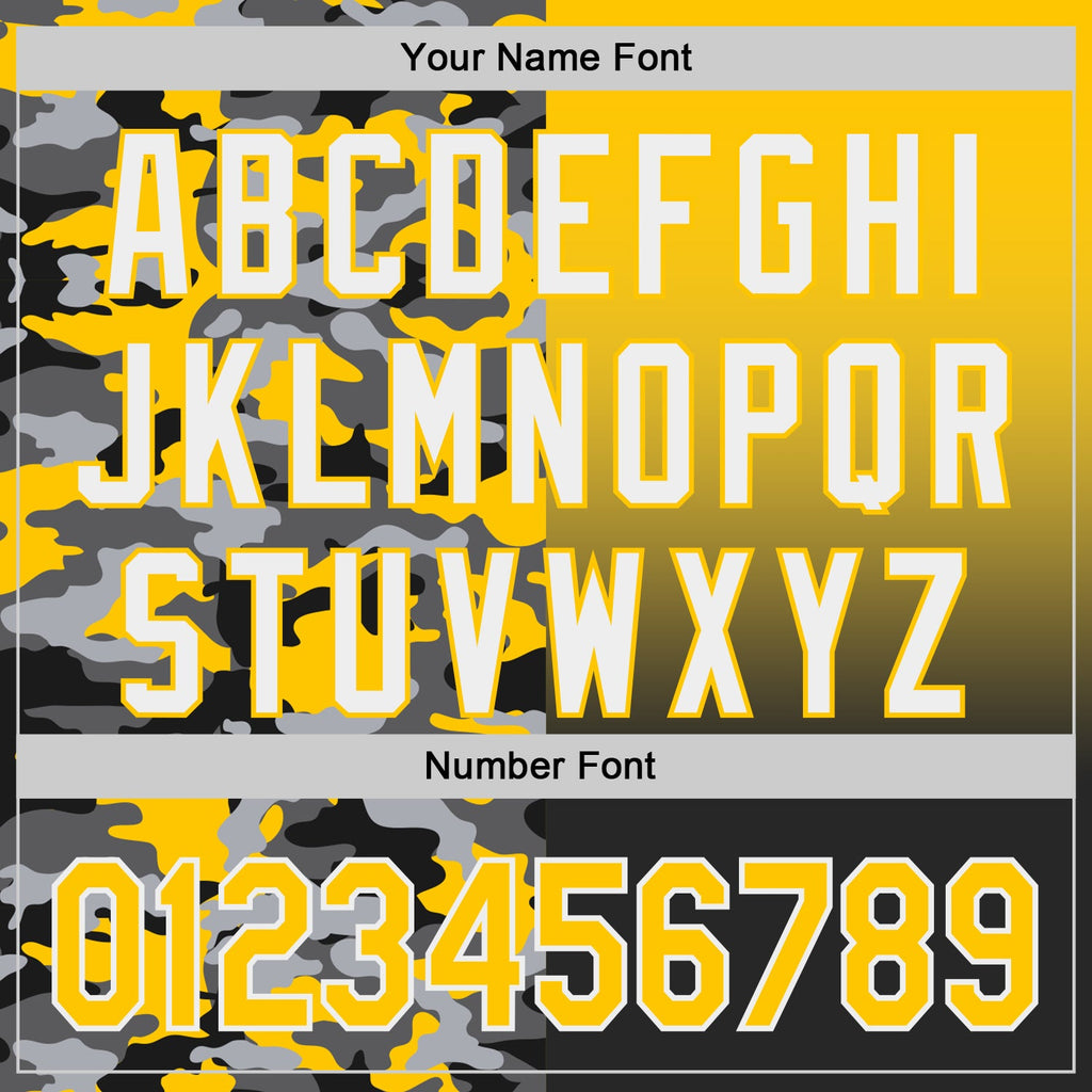 Custom Yellow Black-White Half Camo Ombre Authentic Baseball Jersey
