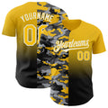 Custom Yellow Black-White Half Camo Ombre Authentic Baseball Jersey