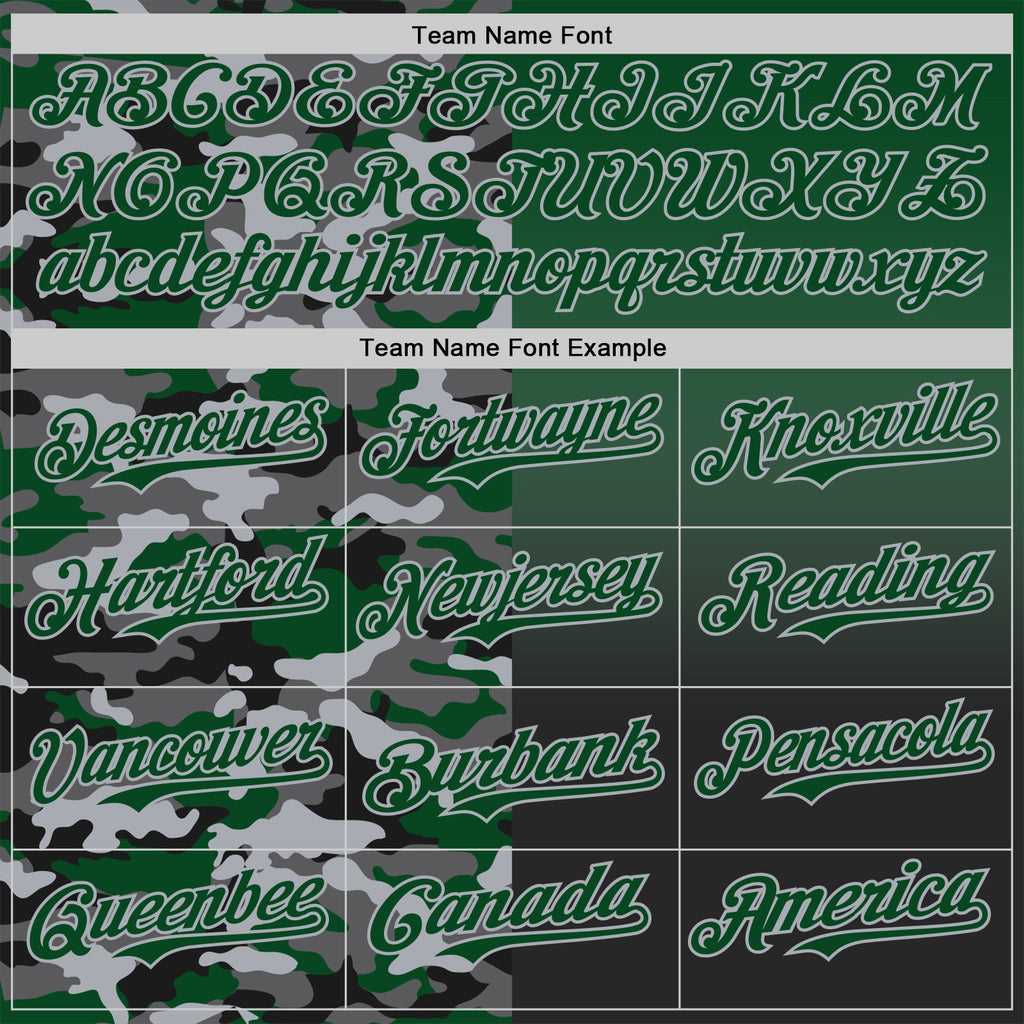 Custom Green Black-Gray Half Camo Ombre Authentic Baseball Jersey