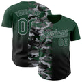 Custom Green Black-Gray Half Camo Ombre Authentic Baseball Jersey