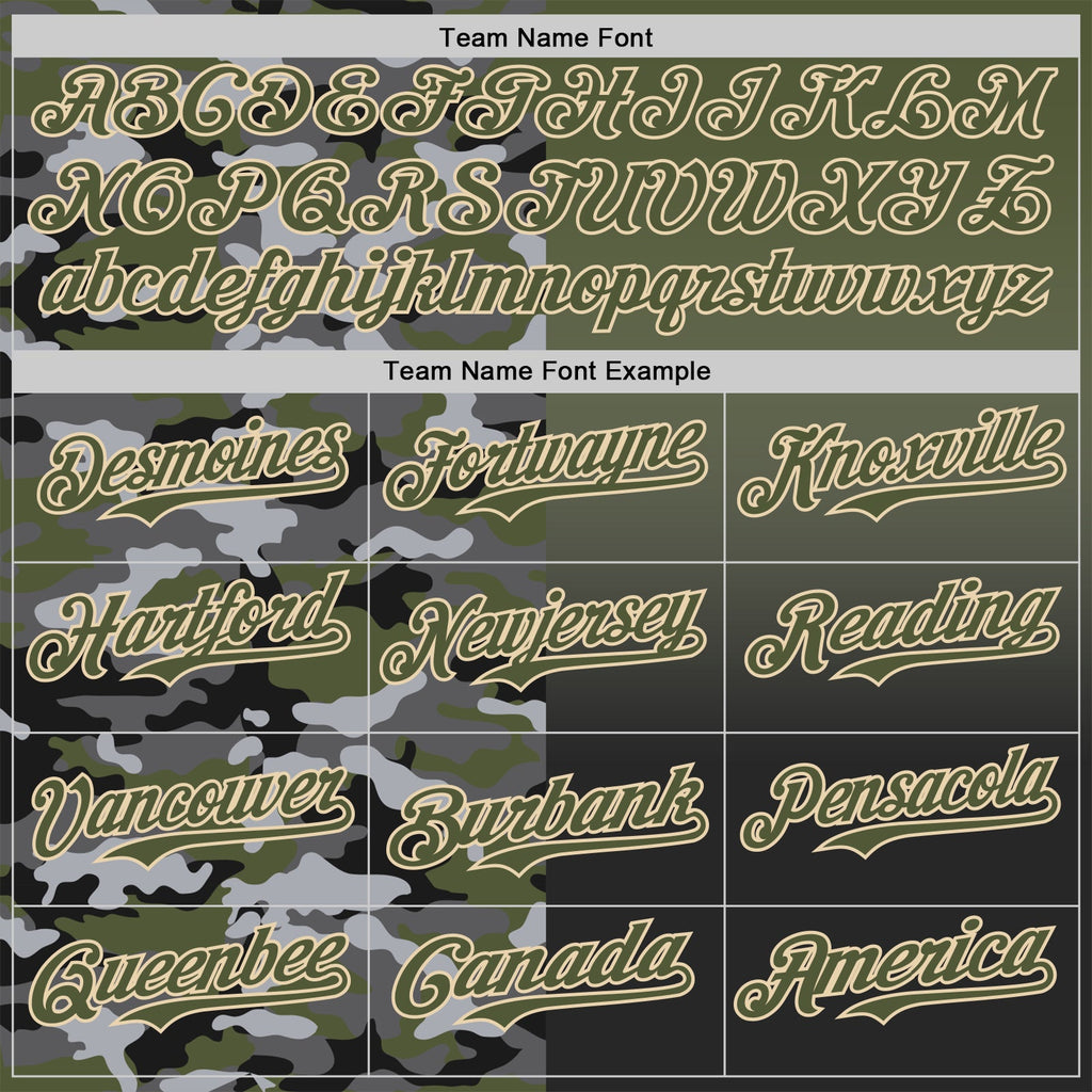 Custom Olive Black-City Cream Half Camo Ombre Authentic Baseball Jersey