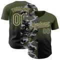 Custom Olive Black-City Cream Half Camo Ombre Authentic Baseball Jersey