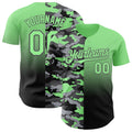 Custom Pea Green Black-Steel Gray Half Camo Ombre Authentic Baseball Jersey
