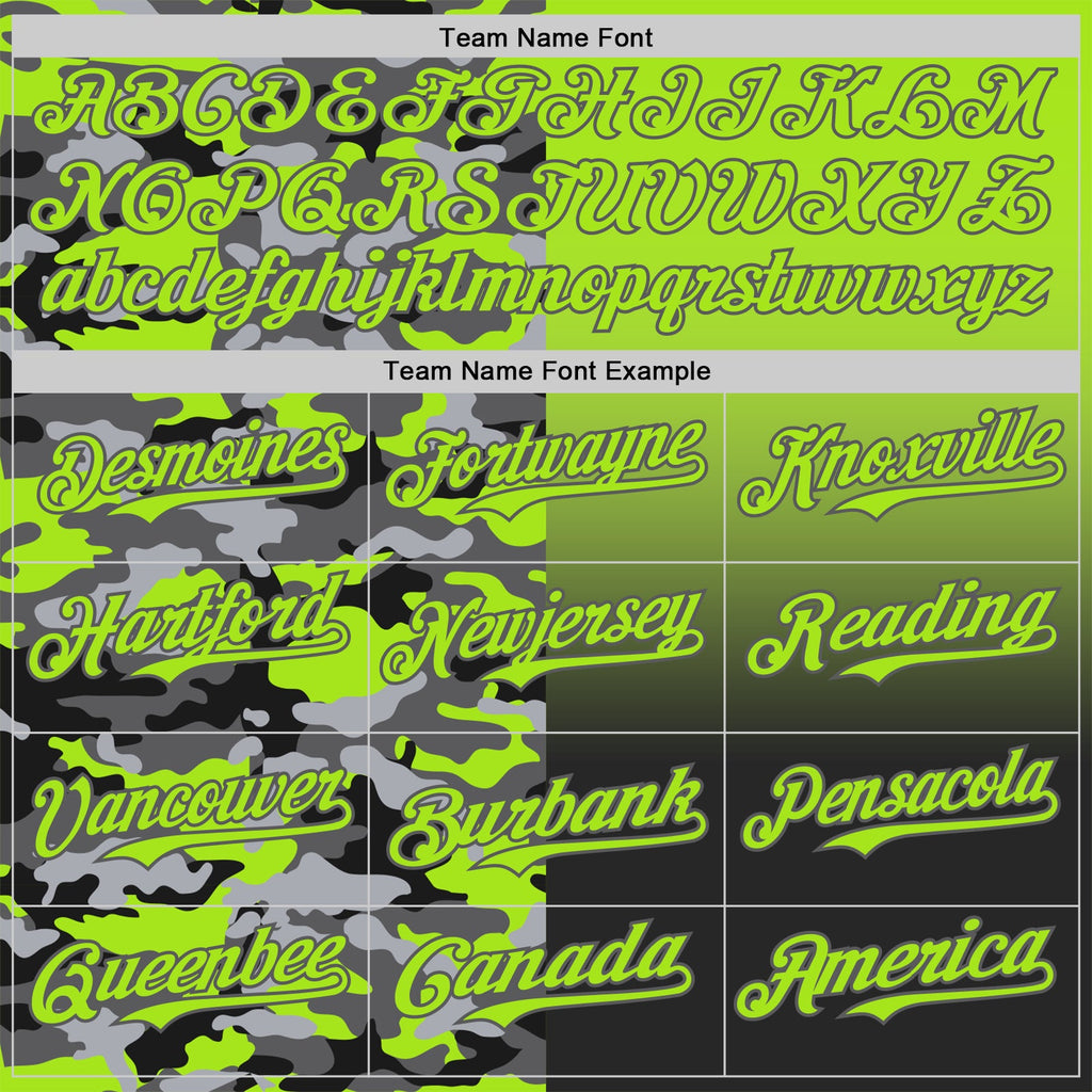 Custom Neon Green Black-Steel Gray Half Camo Ombre Authentic Baseball Jersey