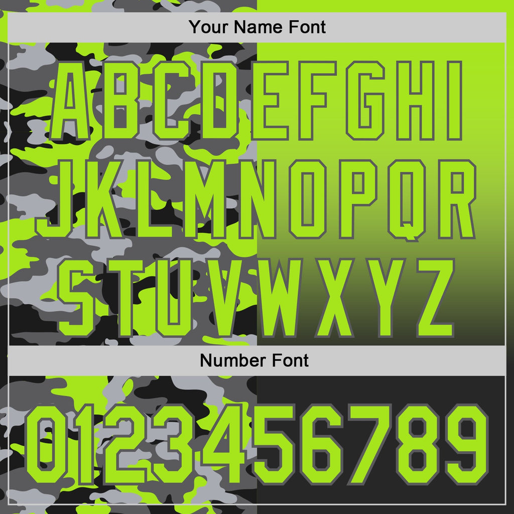 Custom Neon Green Black-Steel Gray Half Camo Ombre Authentic Baseball Jersey