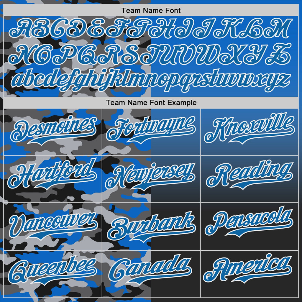 Custom Blue Black-White Half Camo Ombre Authentic Baseball Jersey
