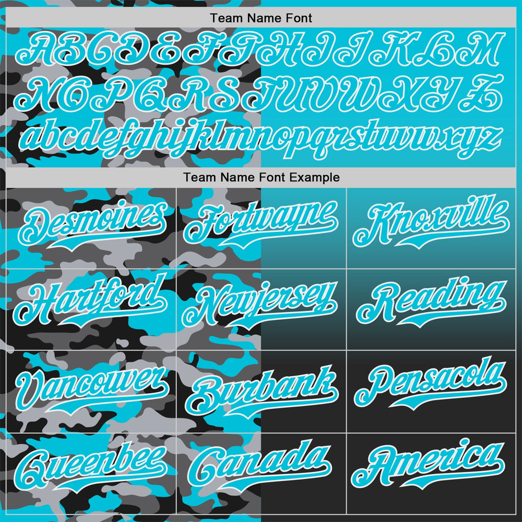 Custom Lakes Blue Black-White Half Camo Ombre Authentic Baseball Jersey