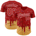 Custom Red-White Ice Cream Waffle Foodie Dessert Authentic Baseball Jersey