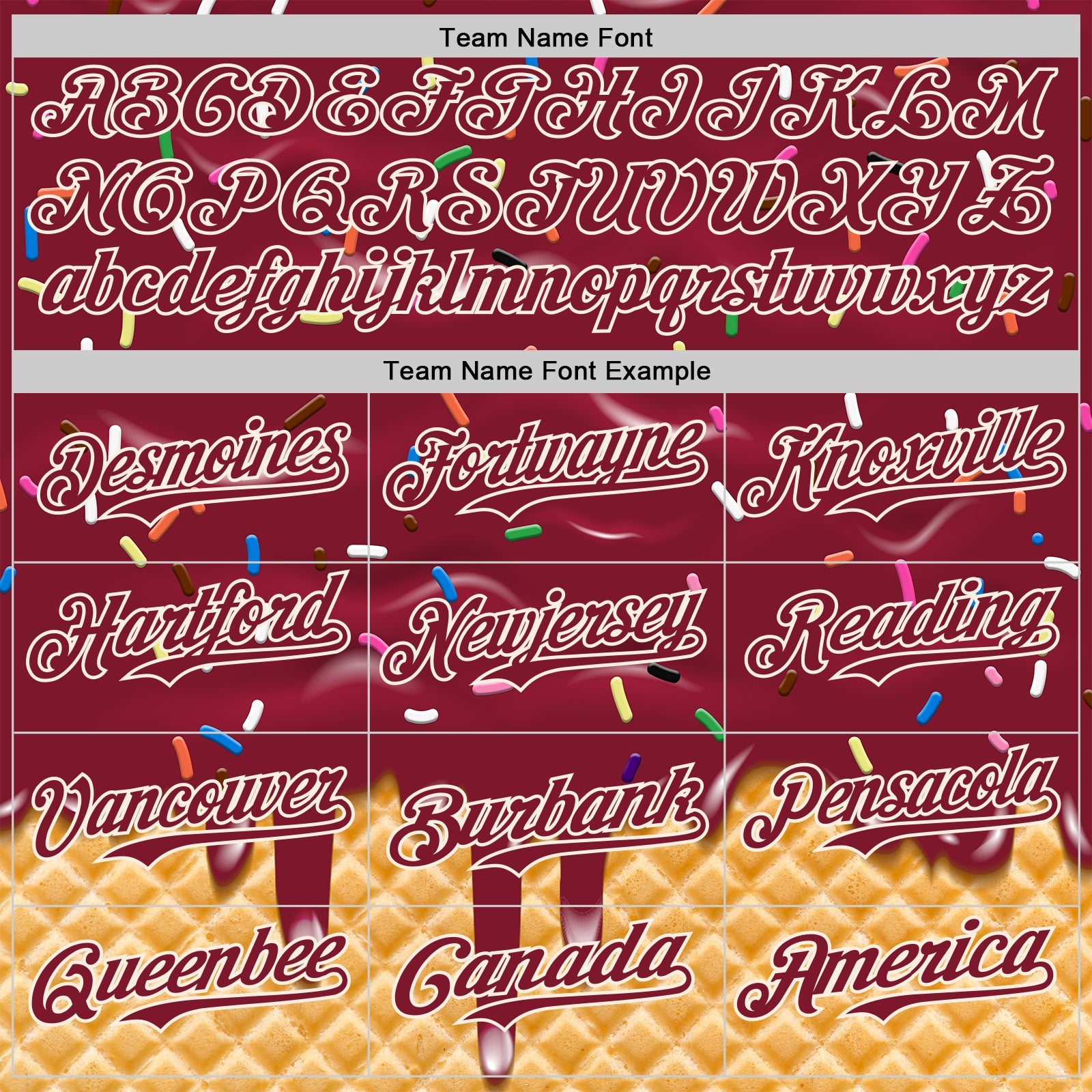 Custom Crimson-Cream Ice Cream Waffle Foodie Dessert Authentic Baseball Jersey