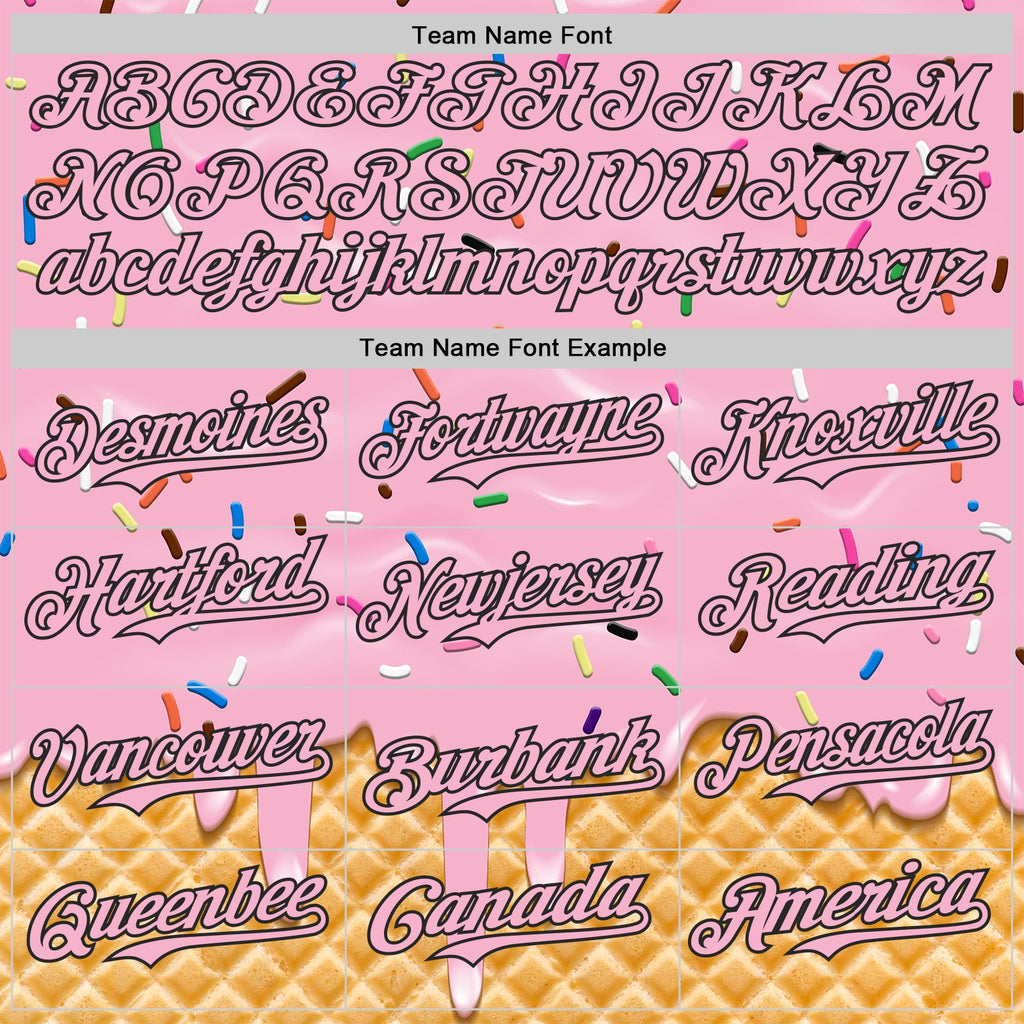 Custom Light Pink-Black Ice Cream Waffle Foodie Dessert Authentic Baseball Jersey