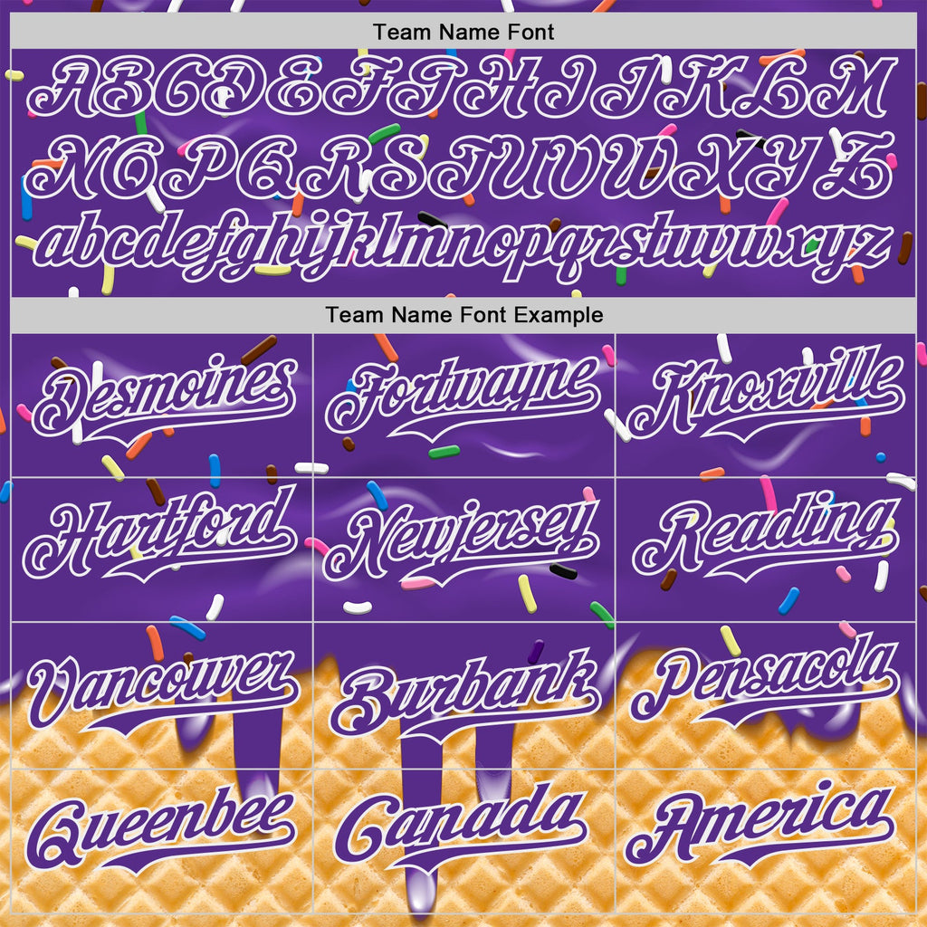 Custom Purple-White Ice Cream Waffle Foodie Dessert Authentic Baseball Jersey