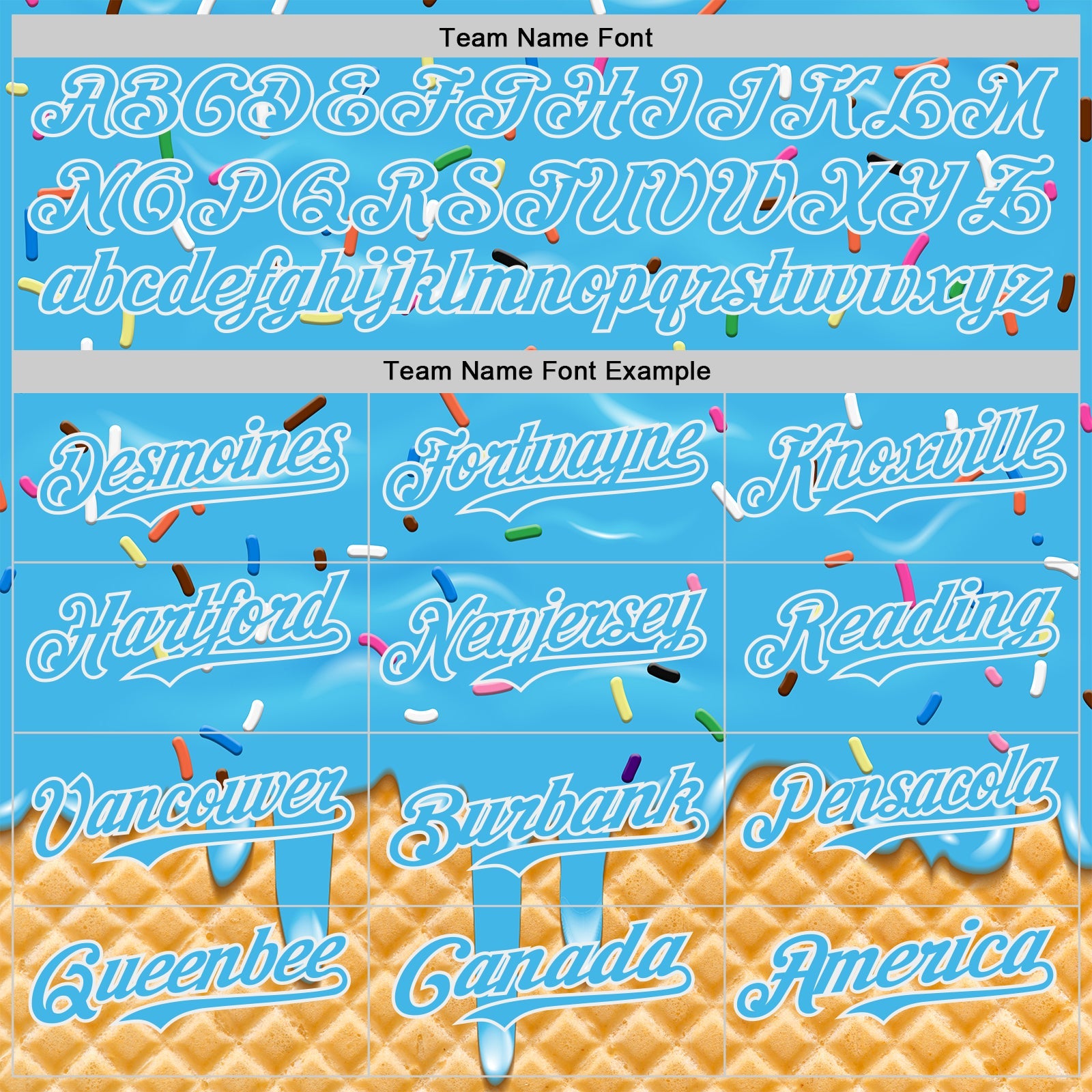Custom Sky Blue-White Ice Cream Waffle Foodie Dessert Authentic Baseball Jersey