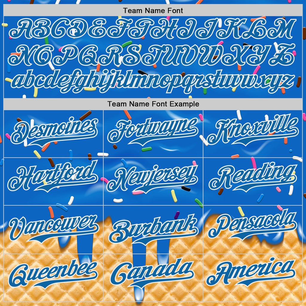 Custom Blue-White Ice Cream Waffle Foodie Dessert Authentic Baseball Jersey