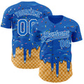 Custom Blue-White Ice Cream Waffle Foodie Dessert Authentic Baseball Jersey