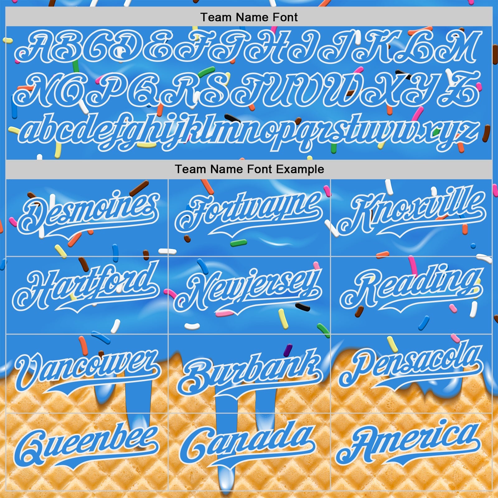 Custom Electric Blue-White Ice Cream Waffle Foodie Dessert Authentic Baseball Jersey