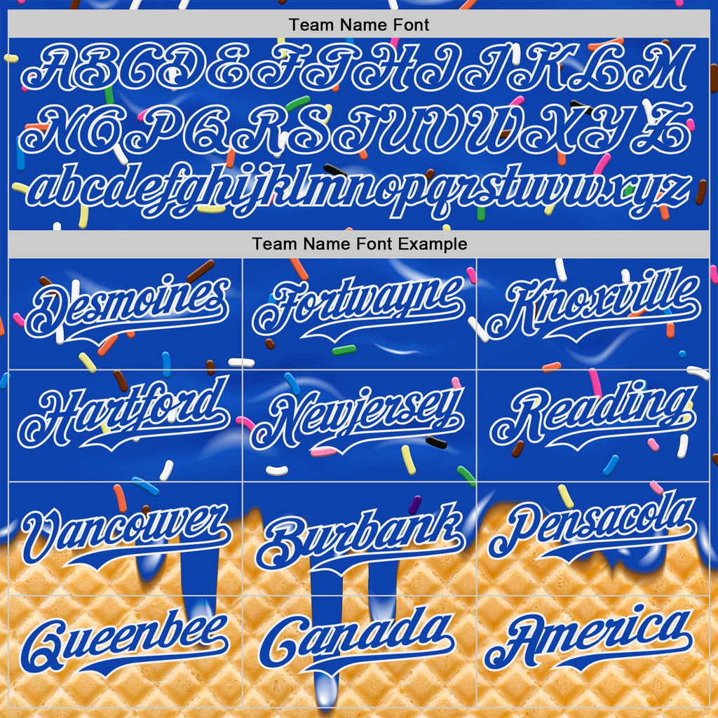 Custom Thunder Blue-White Ice Cream Waffle Foodie Dessert Authentic Baseball Jersey