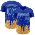 Custom Thunder Blue-White Ice Cream Waffle Foodie Dessert Authentic Baseball Jersey
