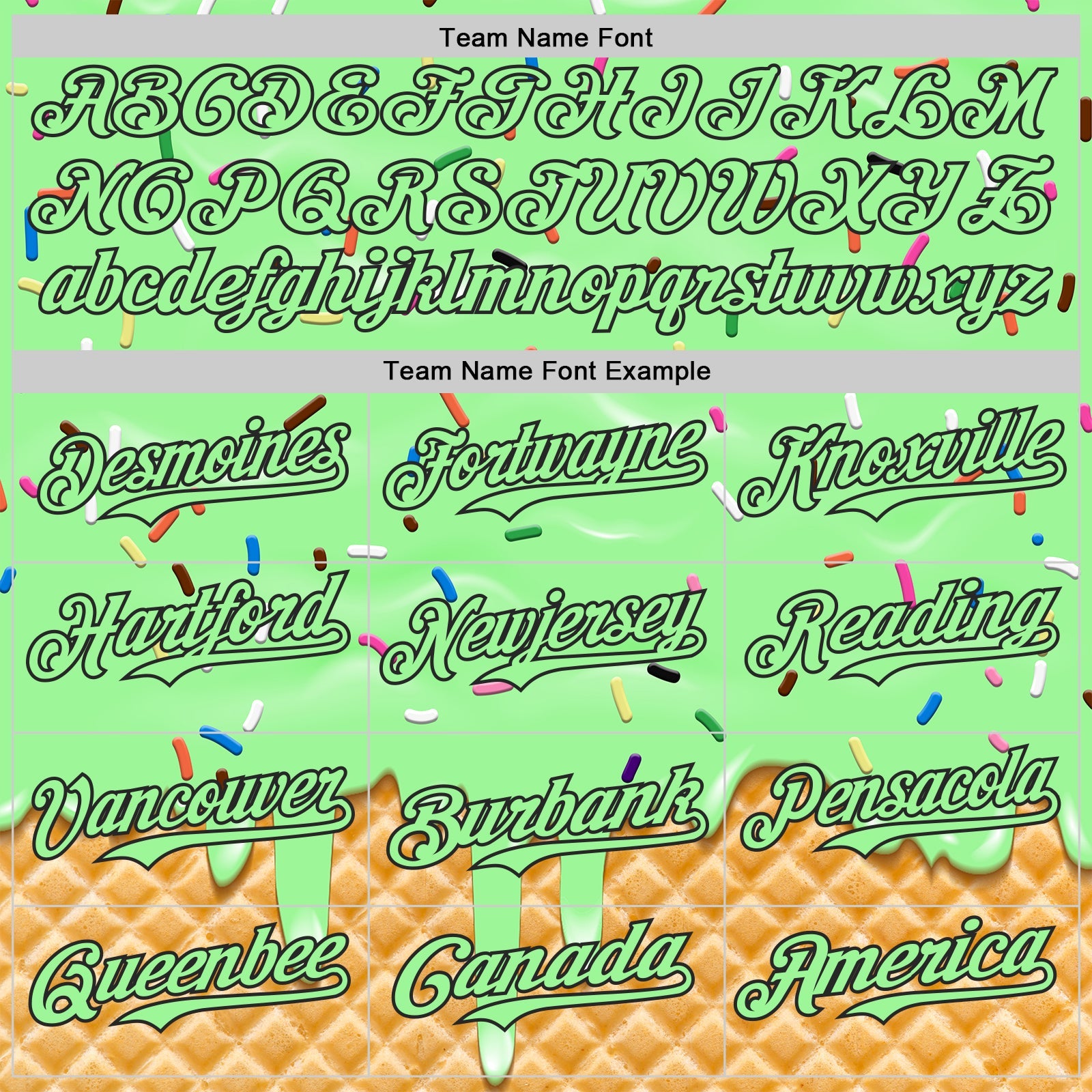 Custom Pea Green-Black Ice Cream Waffle Foodie Dessert Authentic Baseball Jersey