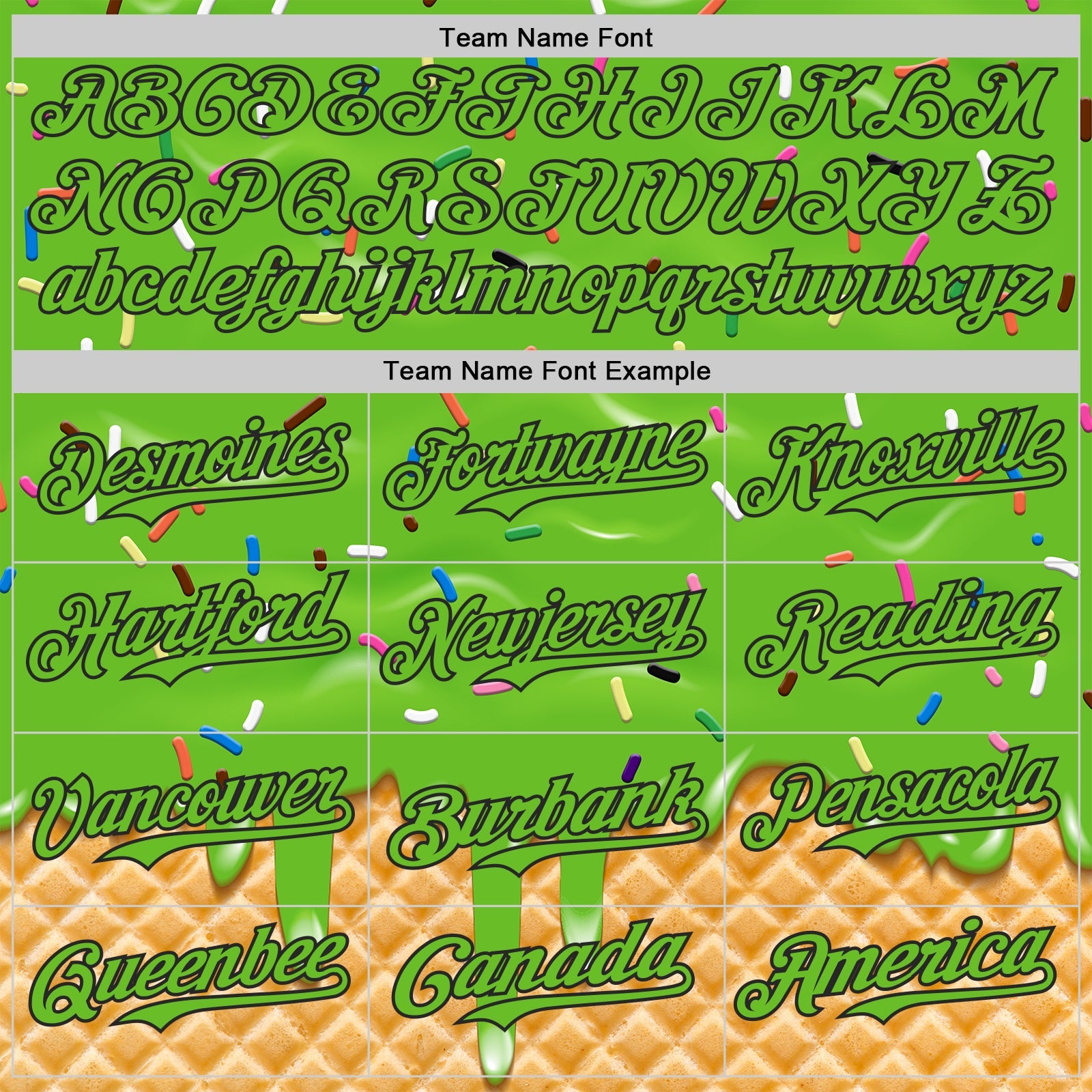 Custom Aurora Green-Black Ice Cream Waffle Foodie Dessert Authentic Baseball Jersey