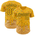 Custom Gold-Black Ice Cream Waffle Foodie Dessert Authentic Baseball Jersey