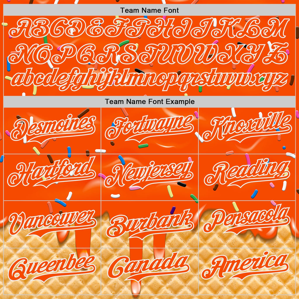 Custom Orange-White Ice Cream Waffle Foodie Dessert Authentic Baseball Jersey
