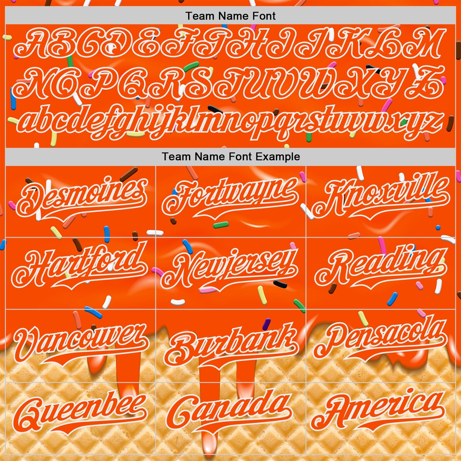 Custom Orange-White Ice Cream Waffle Foodie Dessert Authentic Baseball Jersey