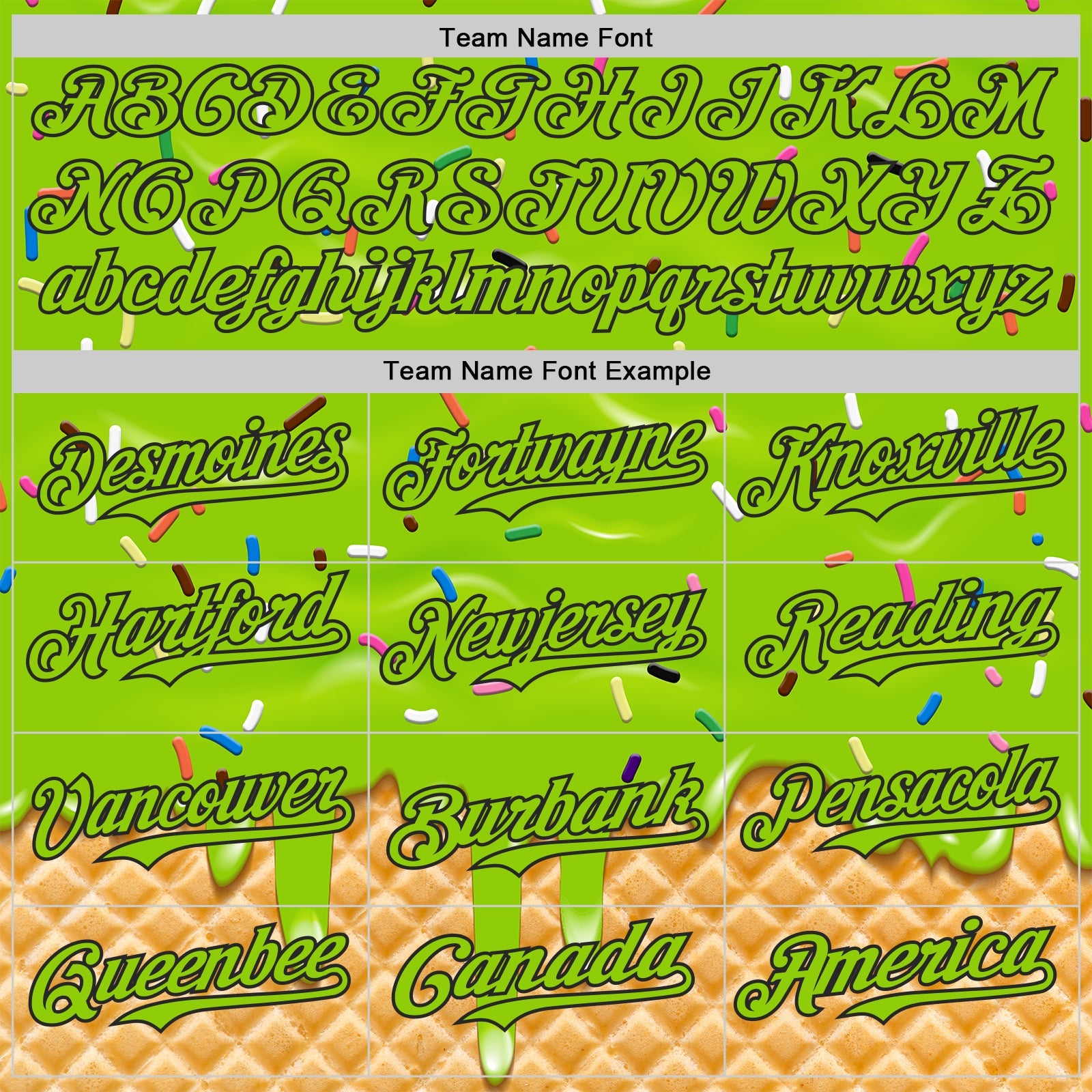 Custom Neon Green-Black Ice Cream Waffle Foodie Dessert Authentic Baseball Jersey