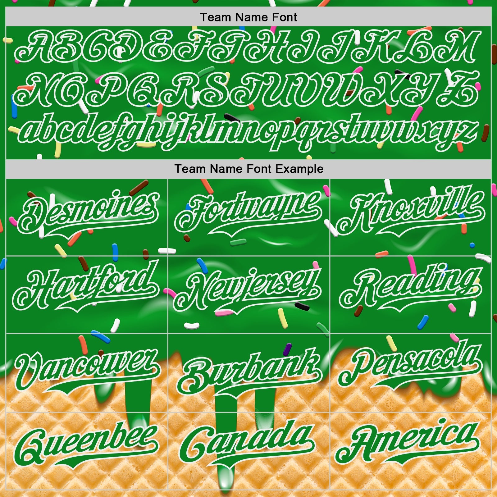 Custom Grass Green-White Ice Cream Waffle Foodie Dessert Authentic Baseball Jersey