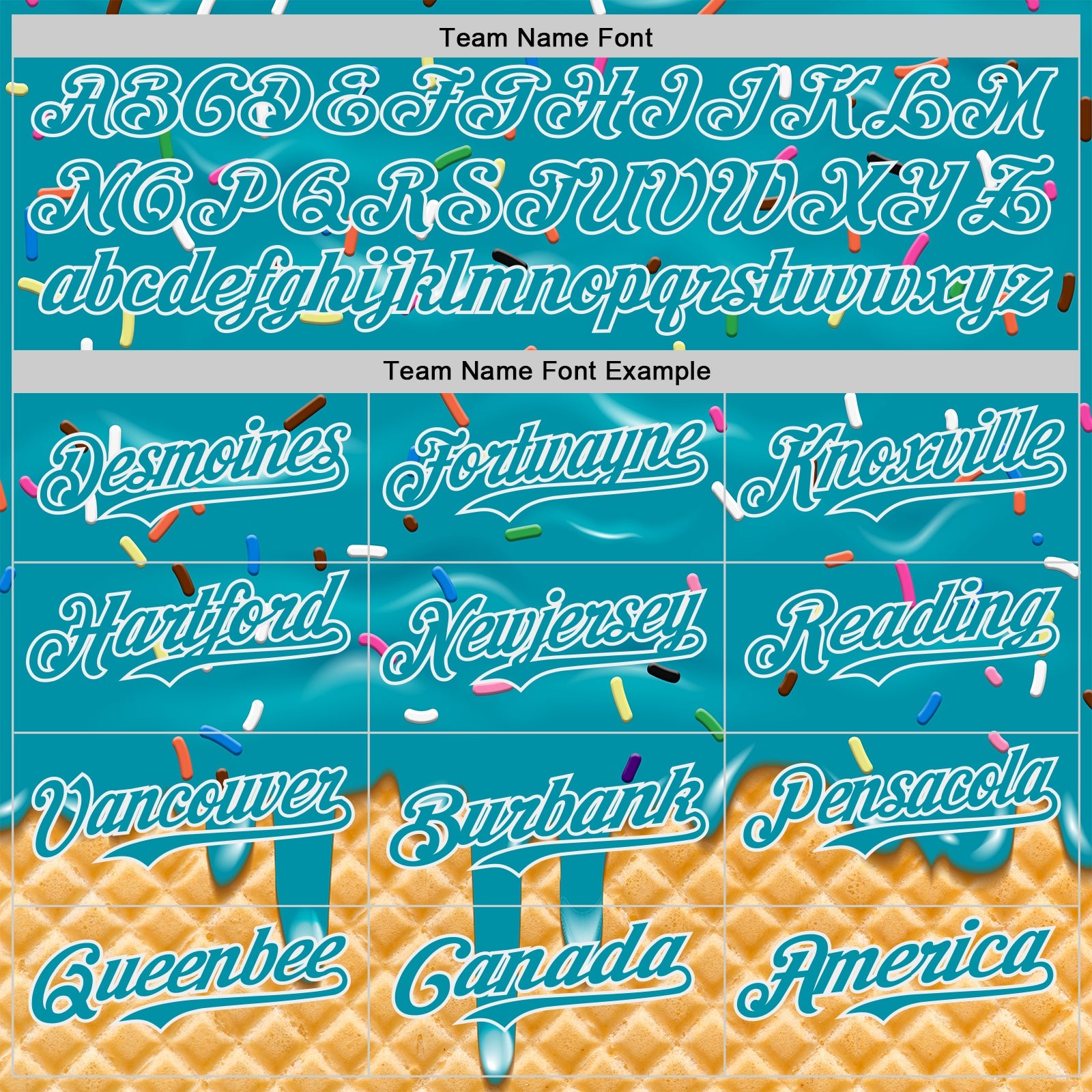 Custom Teal-White Ice Cream Waffle Foodie Dessert Authentic Baseball Jersey