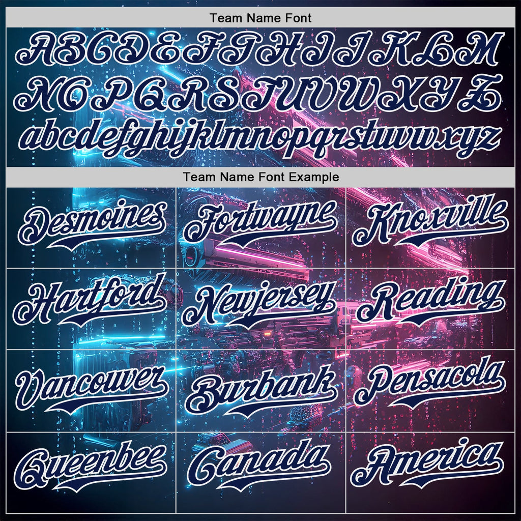 Custom Navy-White Futurism Cyberpunk E-sports 3D Pattern Design Authentic Baseball Jersey