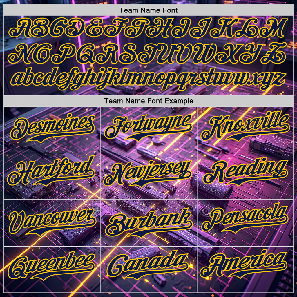 Custom Black Navy-Yellow Futurism Cyberpunk E-sports 3D Pattern Design Authentic Baseball Jersey