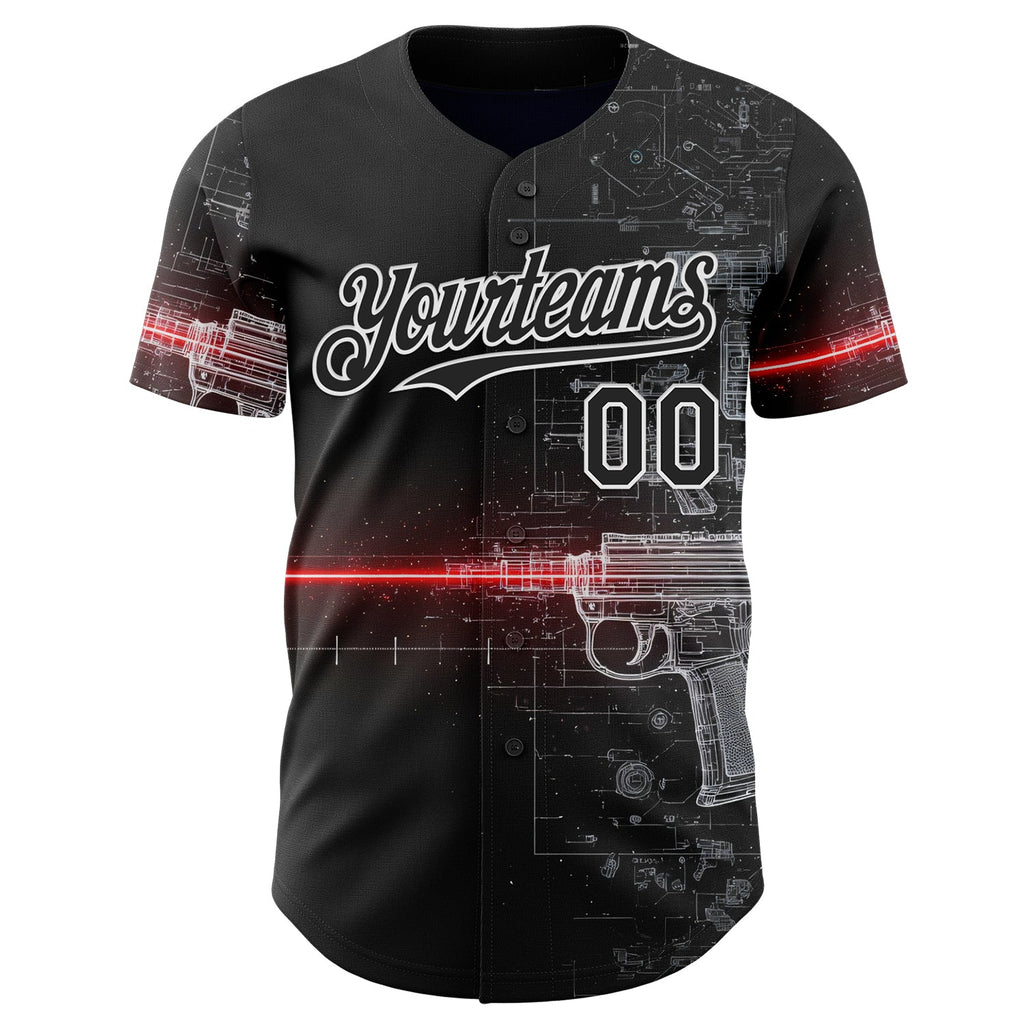 Custom Black-White Futurism Sci-Fi E-sports 3D Pattern Design Authentic Baseball Jersey