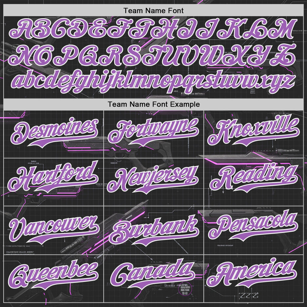Custom Black Medium Purple-White Futurism Sci-Fi E-sports 3D Pattern Design Authentic Baseball Jersey