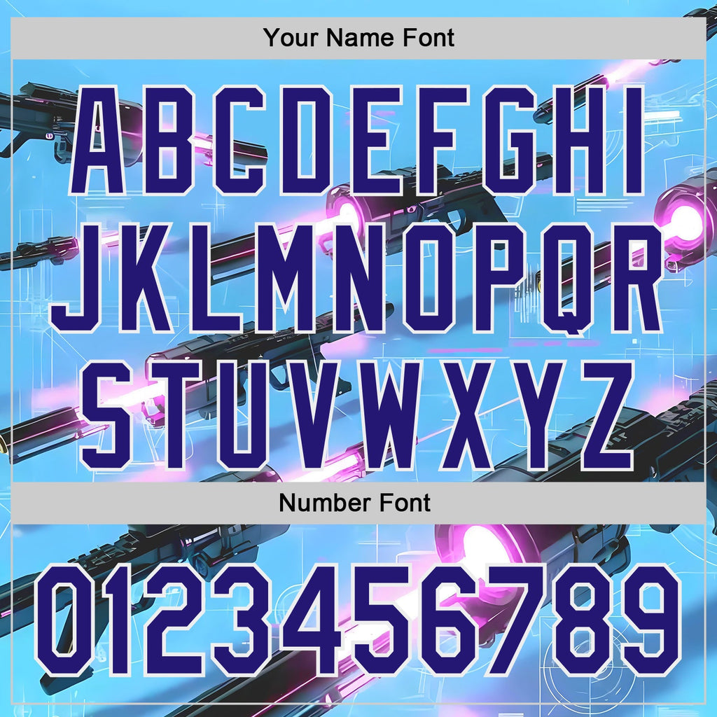 Custom Blue Dark Purple-White Futurism Sci-Fi E-sports 3D Pattern Design Authentic Baseball Jersey