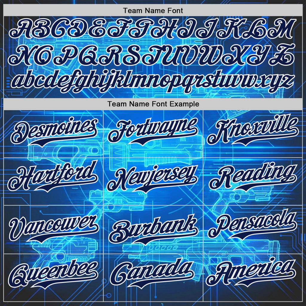 Custom Blue Navy-White Futurism Sci-Fi E-sports 3D Pattern Design Authentic Baseball Jersey
