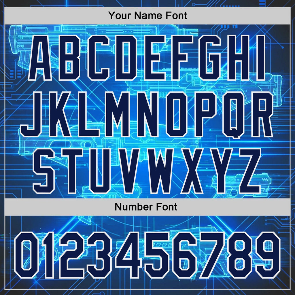 Custom Blue Navy-White Futurism Sci-Fi E-sports 3D Pattern Design Authentic Baseball Jersey