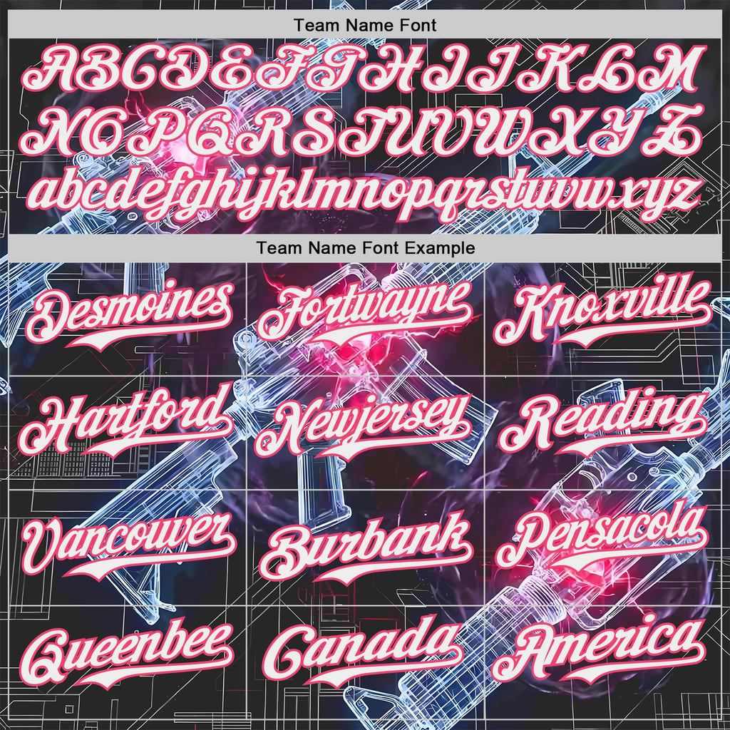 Custom Black White-Neon Pink Futurism Sci-Fi E-sports 3D Pattern Design Authentic Baseball Jersey