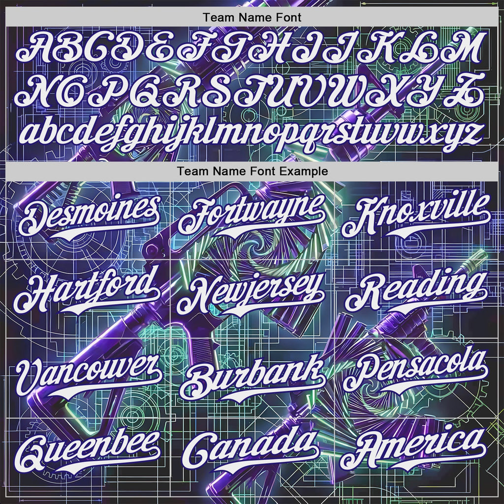 Custom Black White-Dark Purple Futurism Cyberpunk E-sports 3D Pattern Design Authentic Baseball Jersey